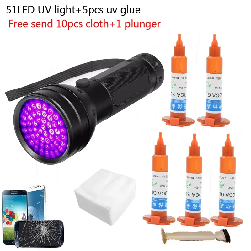 Liquid Uv Glue Kit - 51 luz UV led 5 unids/lote