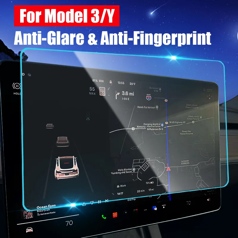 Matte Anti Glare Screen - Para Tesla Model 3/Y 2021 Protector